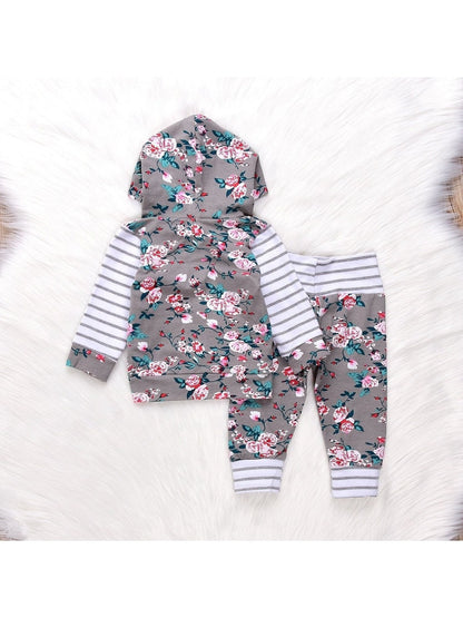 Infant Baby Girl Floral Striped Outift