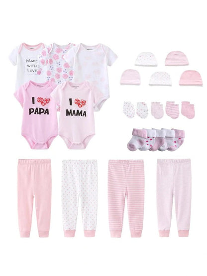 20-piece newborn bundle onesie+pants+hats+Socks