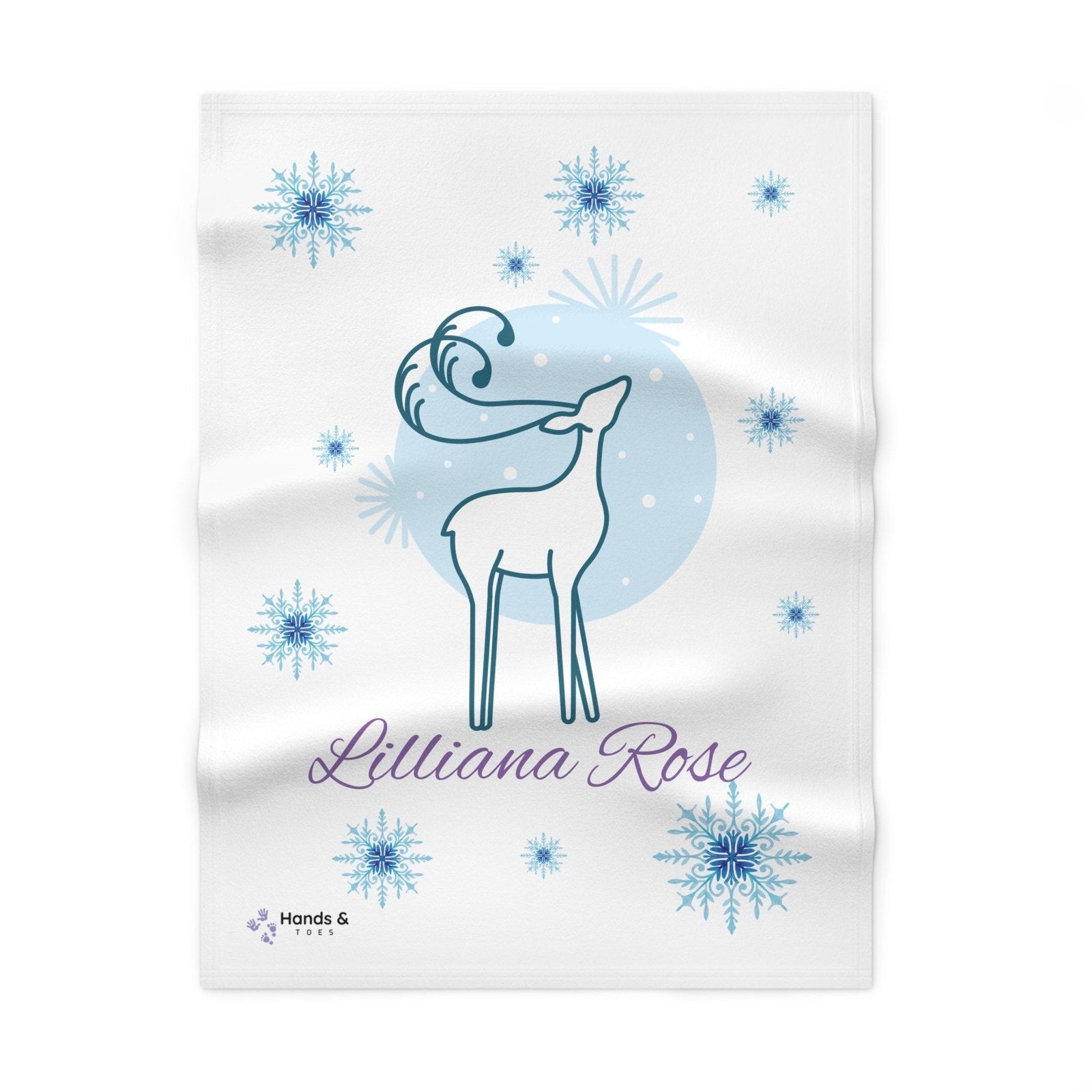 Hands and Toes Soft Fleece Snowflake Baby Reindeer Swaddle Blanket