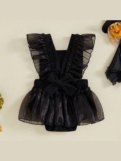 Baby Girl Halloween Skeleton Print Ruffles