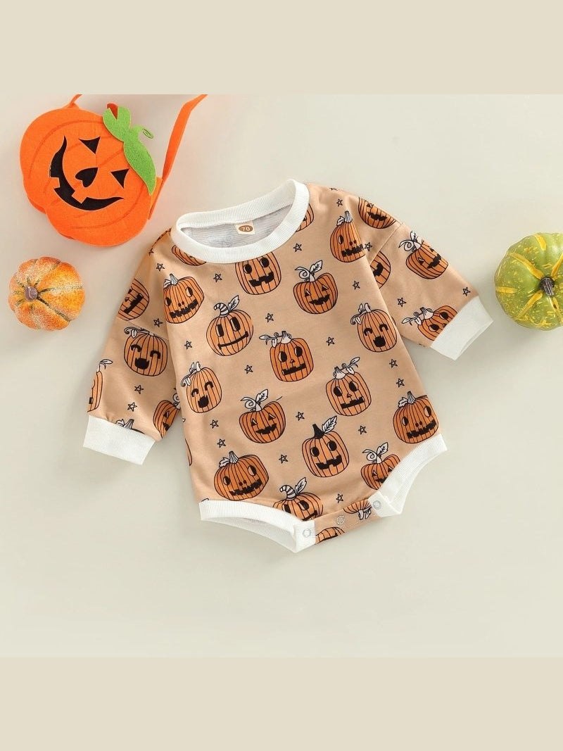 Baby Halloween Pumpkin Print Romper