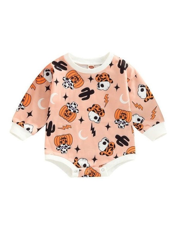 Baby Halloween Pumpkin Print Romper