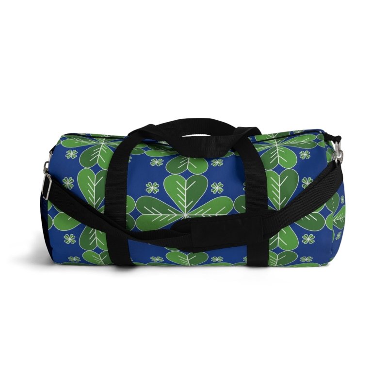 Blue Green Clover Leaf Duffel Bag