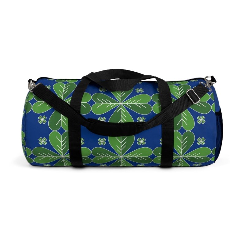 Blue Green Clover Leaf Duffel Bag