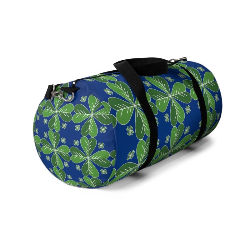 Blue Green Clover Leaf Duffel Bag