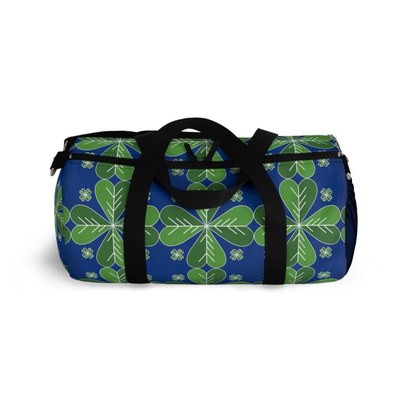 Blue Green Clover Leaf Duffel Bag