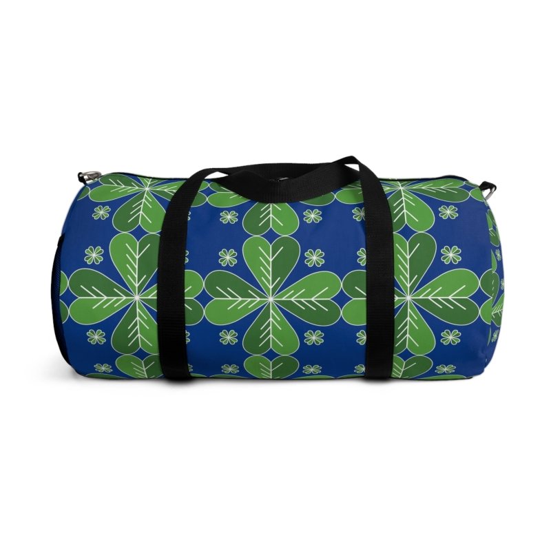 Blue Green Clover Leaf Duffel Bag