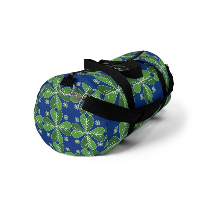 Blue Green Clover Leaf Duffel Bag