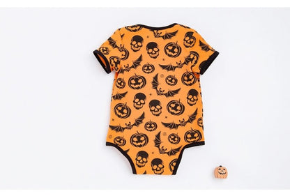 Halloween Orange Skull Baby Romper