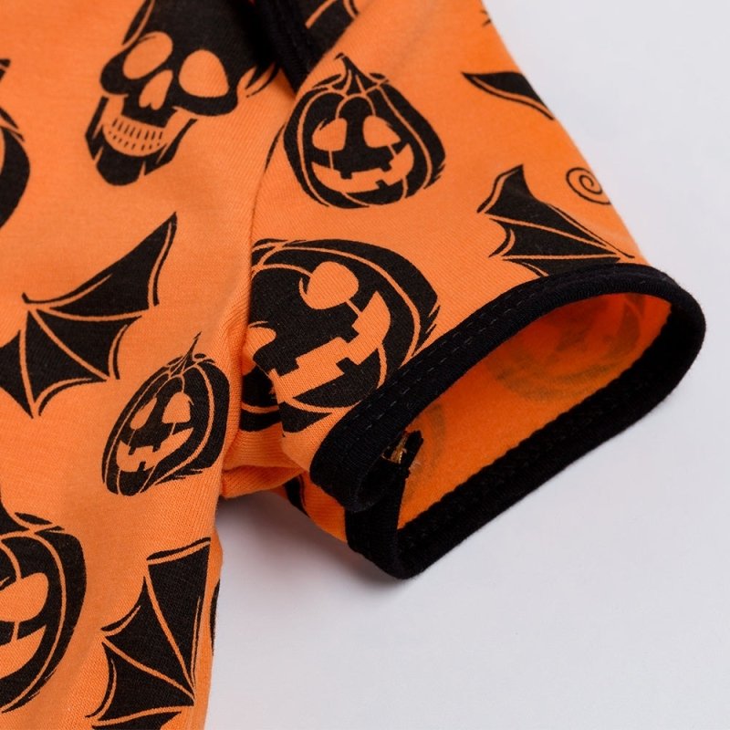 Halloween Orange Skull Baby Romper