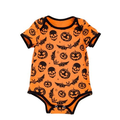 Halloween Orange Skull Baby Romper