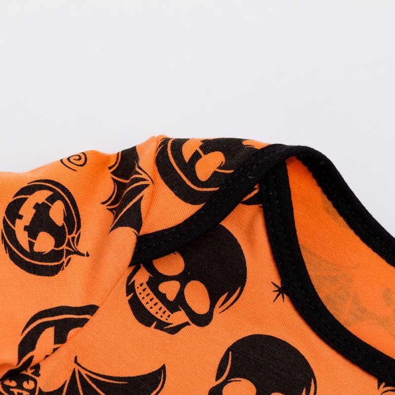 Halloween Orange Skull Baby Romper