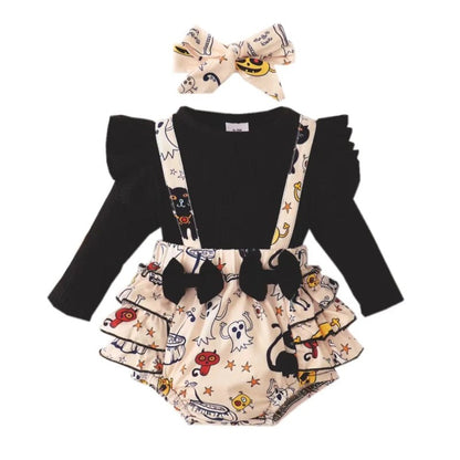 Halloween Pumpkin Romper for Newborn 3PCS Headband Long Sleeve Autumn Baby Girl