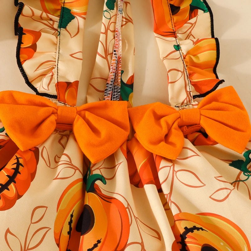 Halloween Pumpkin Romper for Newborn 3PCS Headband Long Sleeve Autumn Baby Girl