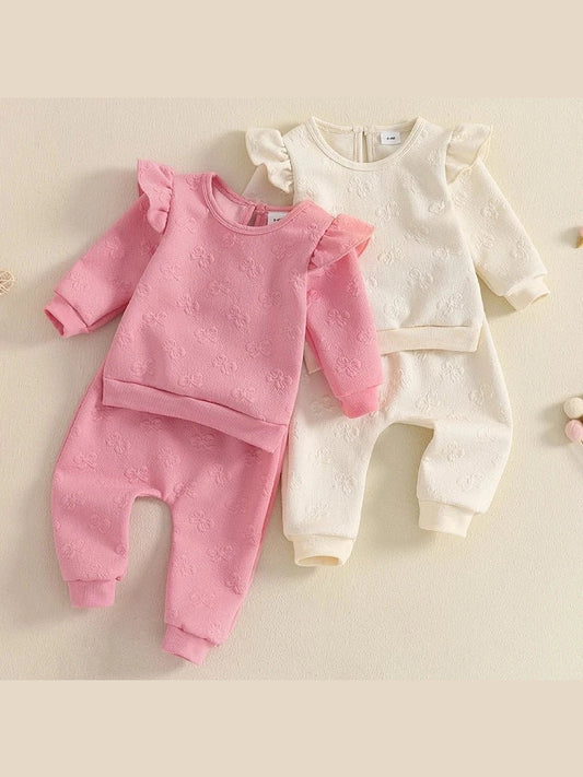 Newborn Baby Girls Clothes Infant Pullover and Sweatpants Set PINK or White