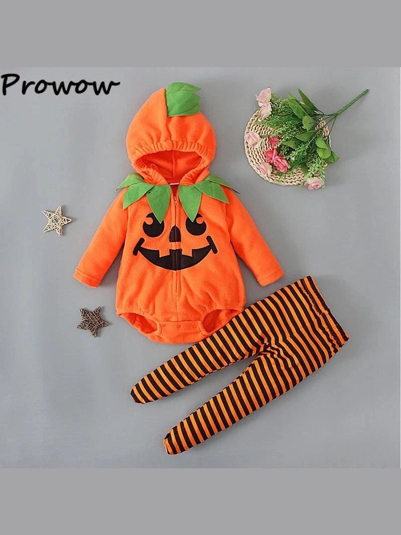 Prowow Baby Halloween Orange Pumpkin Legging Set