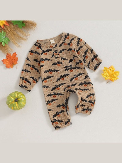 Pumpkin Bat Long Sleeve Halloween Baby Clothes