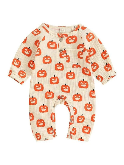 Pumpkin Bat Long Sleeve Halloween Baby Clothes