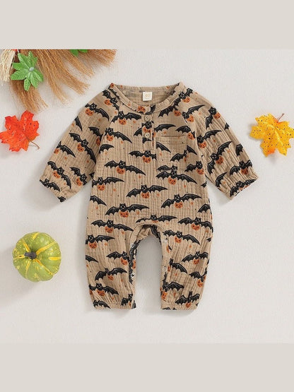 Pumpkin Bat Long Sleeve Halloween Baby Clothes