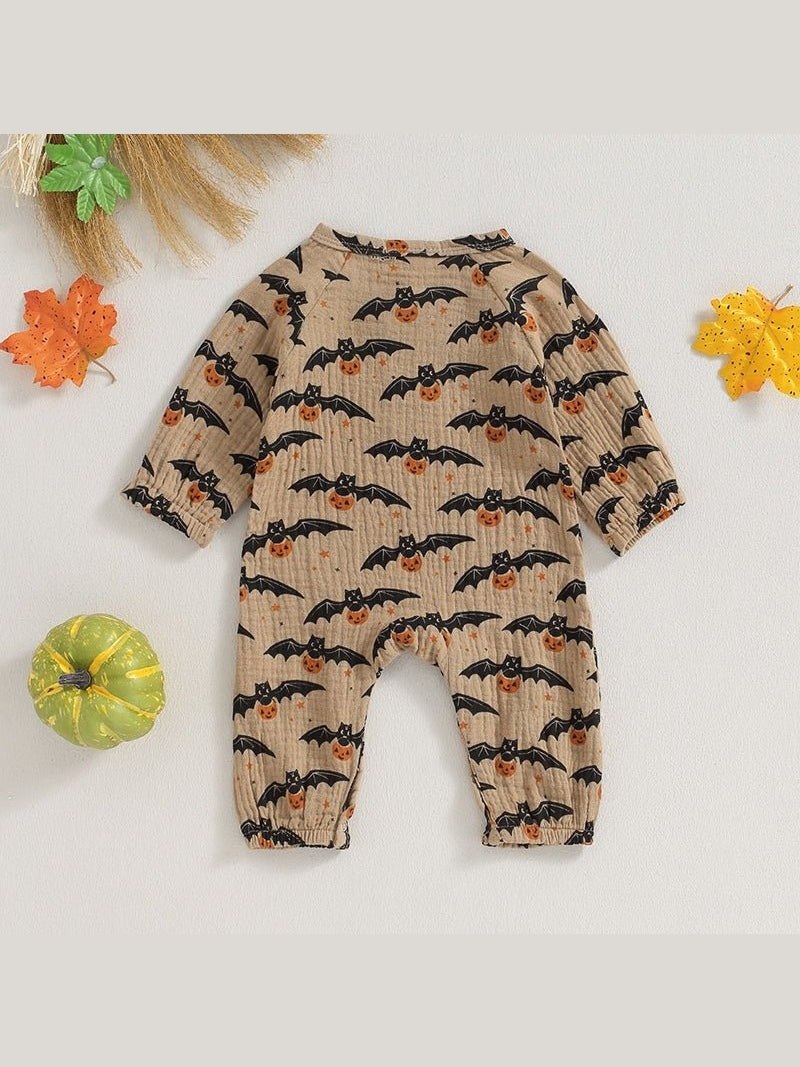 Pumpkin Bat Long Sleeve Halloween Baby Clothes