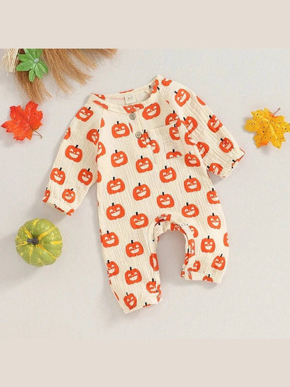 Pumpkin Bat Long Sleeve Halloween Baby Clothes