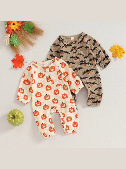 Pumpkin Bat Long Sleeve Halloween Baby Clothes