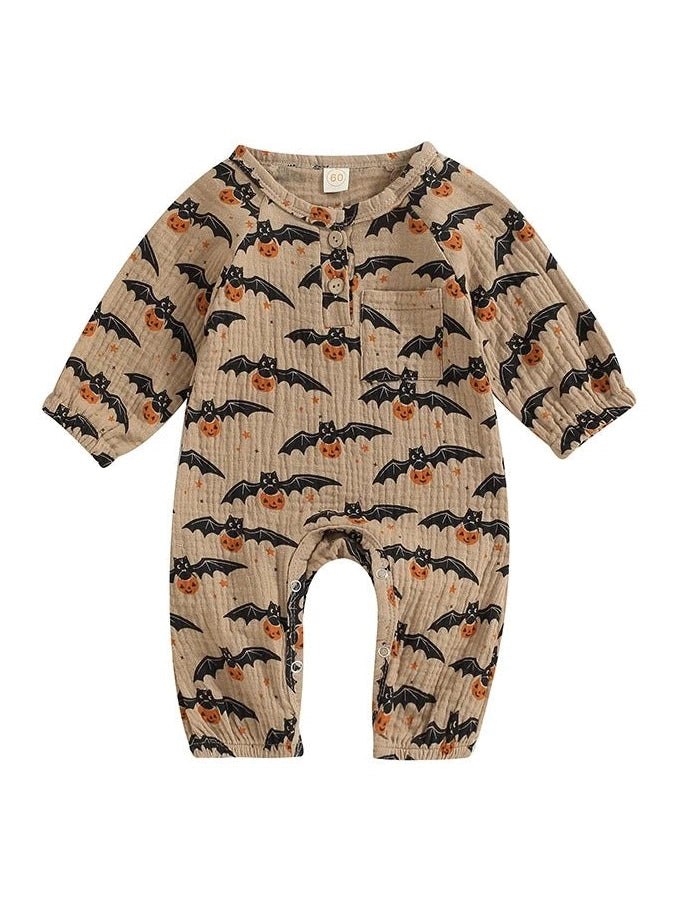 Pumpkin Bat Long Sleeve Halloween Baby Clothes