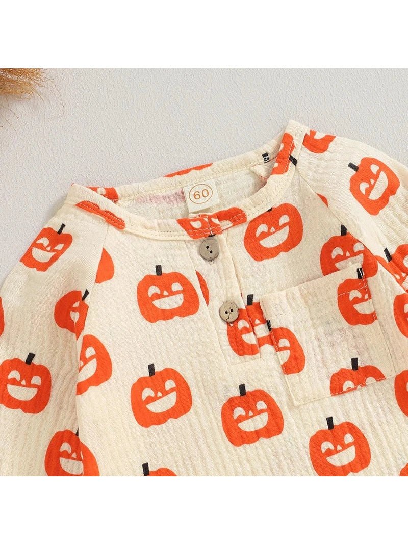 Pumpkin Bat Long Sleeve Halloween Baby Clothes