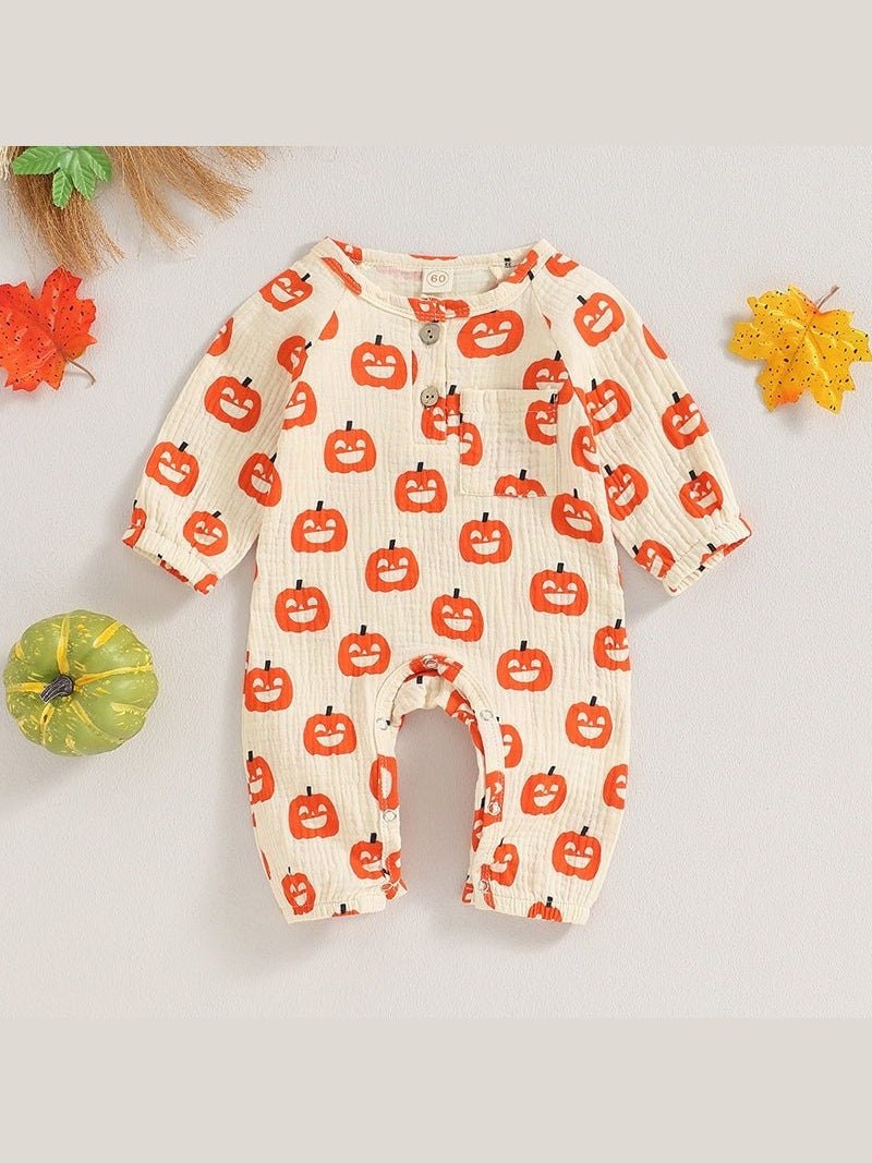 Pumpkin Bat Long Sleeve Halloween Baby Clothes