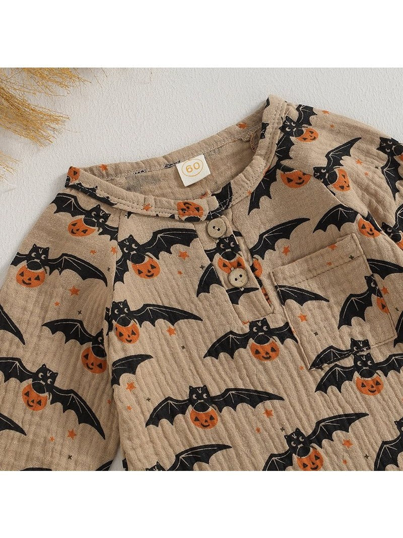 Pumpkin Bat Long Sleeve Halloween Baby Clothes