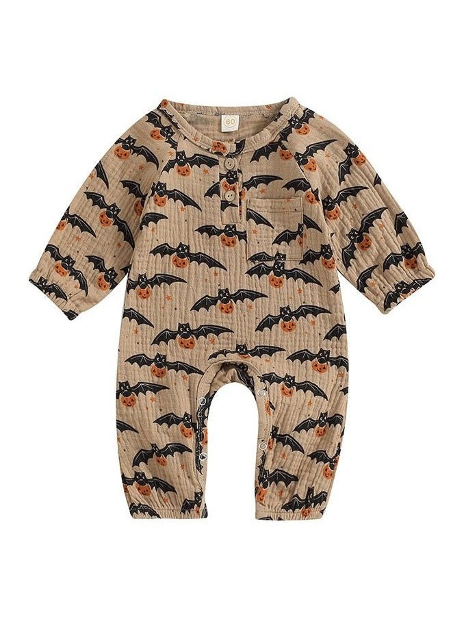 Pumpkin Bat Long Sleeve Halloween Baby Clothes