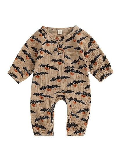 Pumpkin Bat Long Sleeve Halloween Baby Clothes