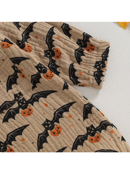 Pumpkin Bat Long Sleeve Halloween Baby Clothes