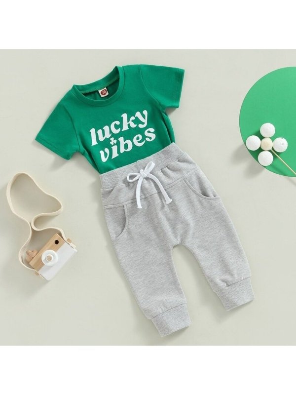 St Patricks Day Outfit boy lucky vibes and sweatpants