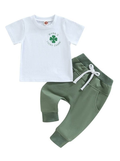 St Patricks Day Outfit boy lucky vibes and sweatpants