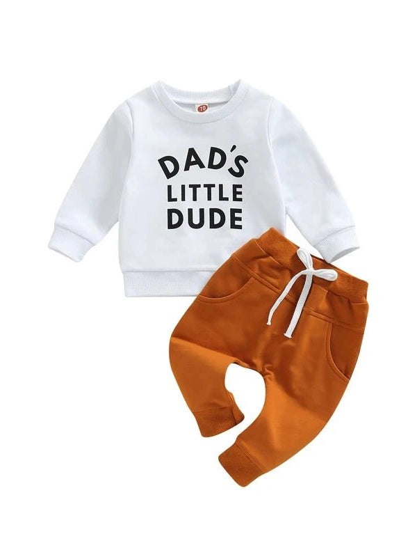 Toddler Boys 'Dads Little Dude' Long Sleeve Pullover Sweatshirt and Pants Set