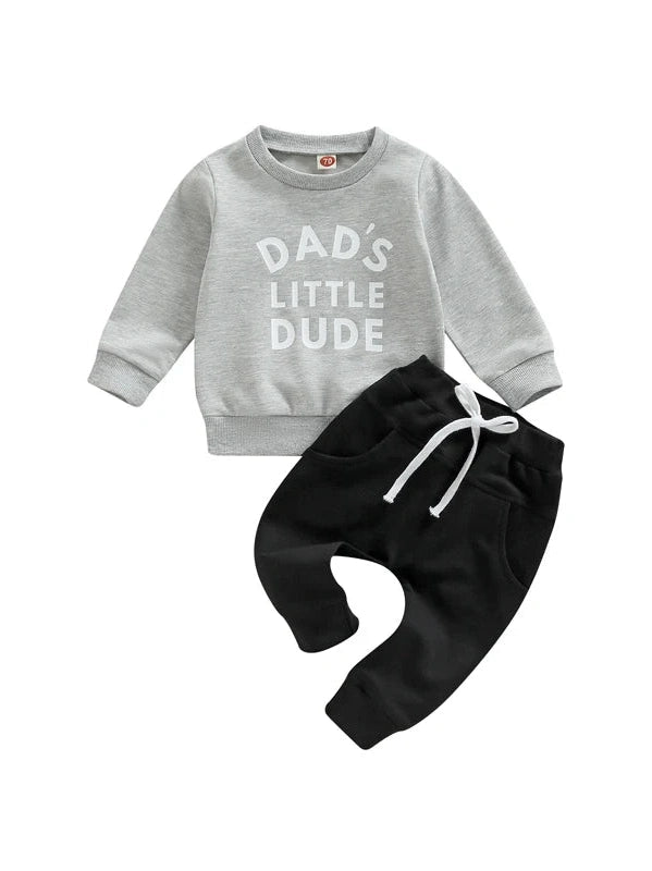 Toddler Boys 'Dads Little Dude' Long Sleeve Pullover Sweatshirt and Pants Set