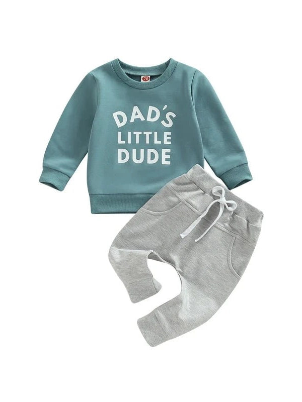 Toddler Boys 'Dads Little Dude' Long Sleeve Pullover Sweatshirt and Pants Set