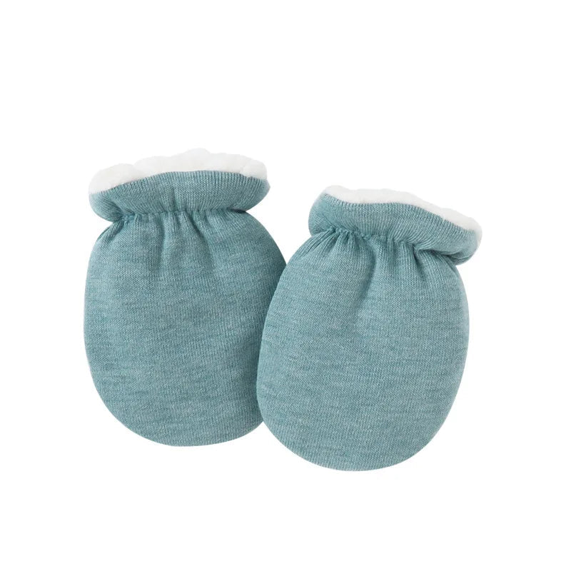 Warm Wool Furry Newborn Mittens Simplicity Solid Color Anti-scratch Face Baby Glove