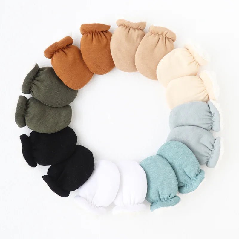 Warm Wool Furry Newborn Mittens Simplicity Solid Color Anti-scratch Face Baby Glove