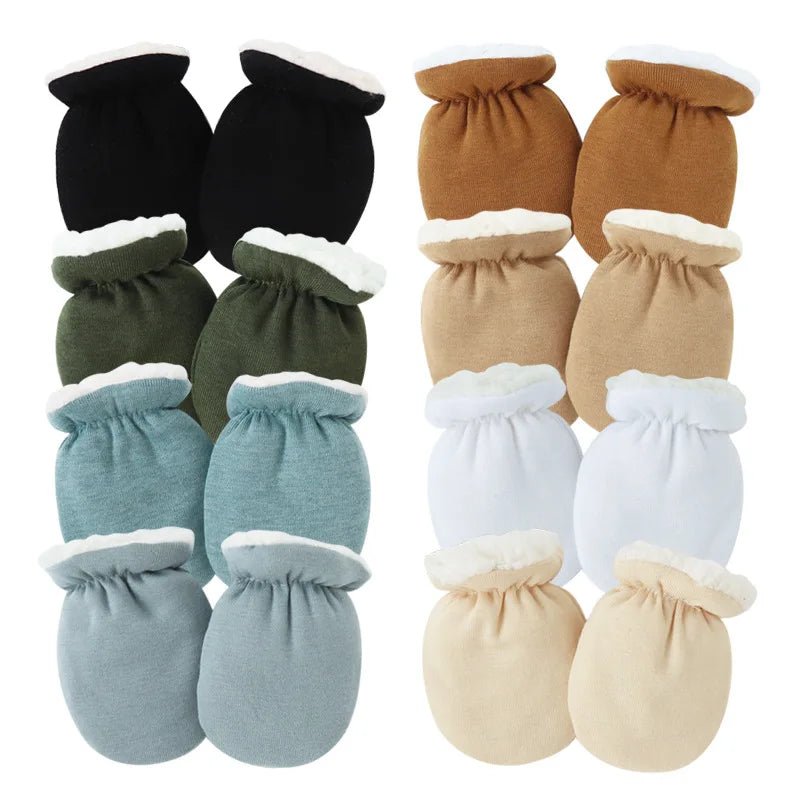 Warm Wool Furry Newborn Mittens Simplicity Solid Color Anti-scratch Face Baby Glove