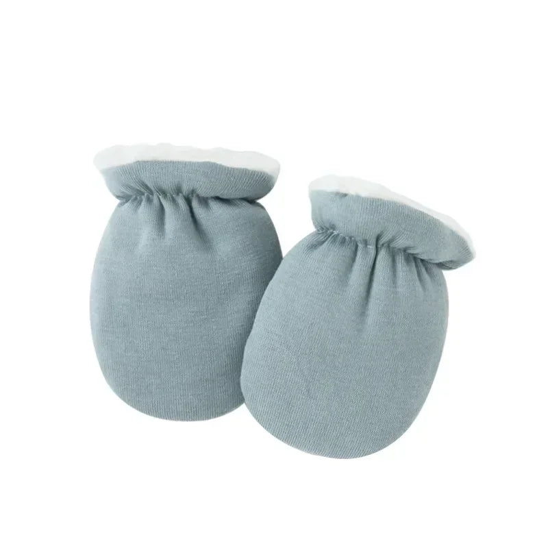 Warm Wool Furry Newborn Mittens Simplicity Solid Color Anti-scratch Face Baby Glove