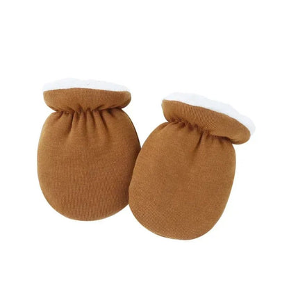 Warm Wool Furry Newborn Mittens Simplicity Solid Color Anti-scratch Face Baby Glove