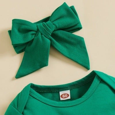 1St Patrick's Day Outfit Baby Long Sleeve Romper + Shamrock Pants Clothing Set