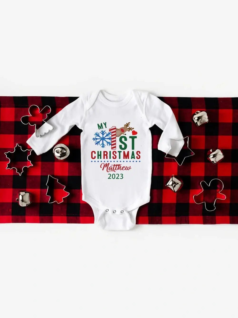 Baby First Christmas Bodysuits Personalized