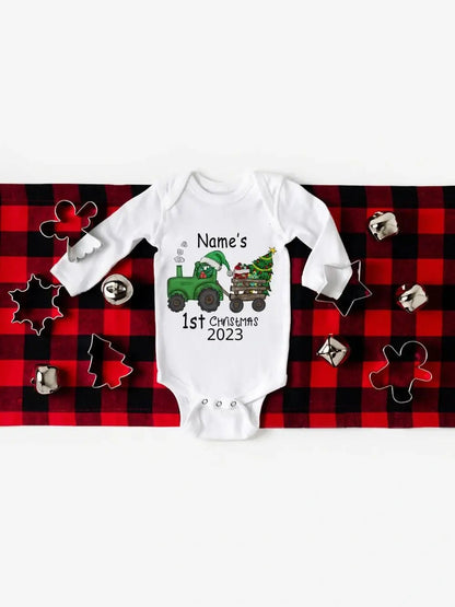 Baby First Christmas Bodysuits Personalized