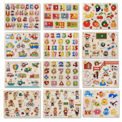 Baby Toys Montessori wooden Puzzle/Hand Grab Board Set