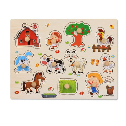 Baby Toys Montessori wooden Puzzle/Hand Grab Board Set