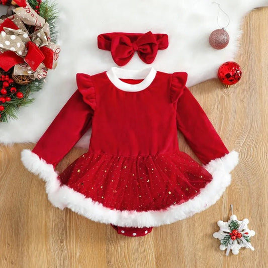 Christmas Baby Red Romper Dress Newborn