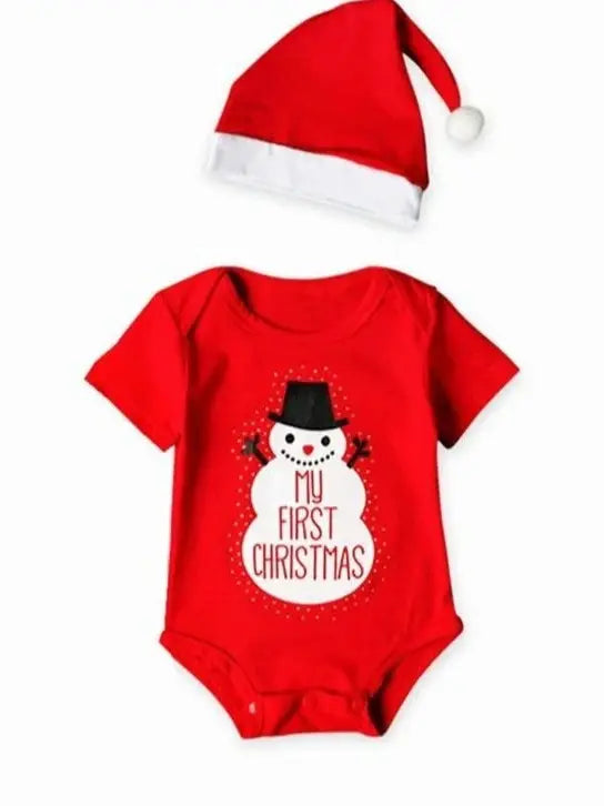 Christmas Clothes Red - My first Christmas with Santa hat